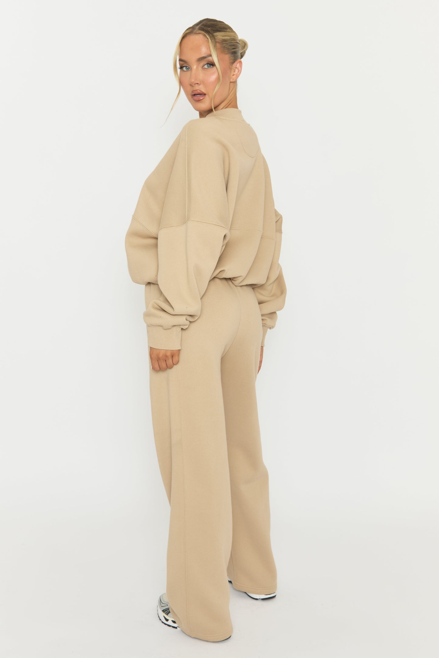 Beige Zip Front Bomber And Joggers Co-ord Set - Sasha