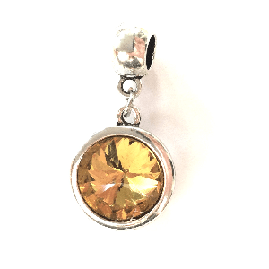 Adults November Birthstone Topaz Coloured Crystal Drop Charm