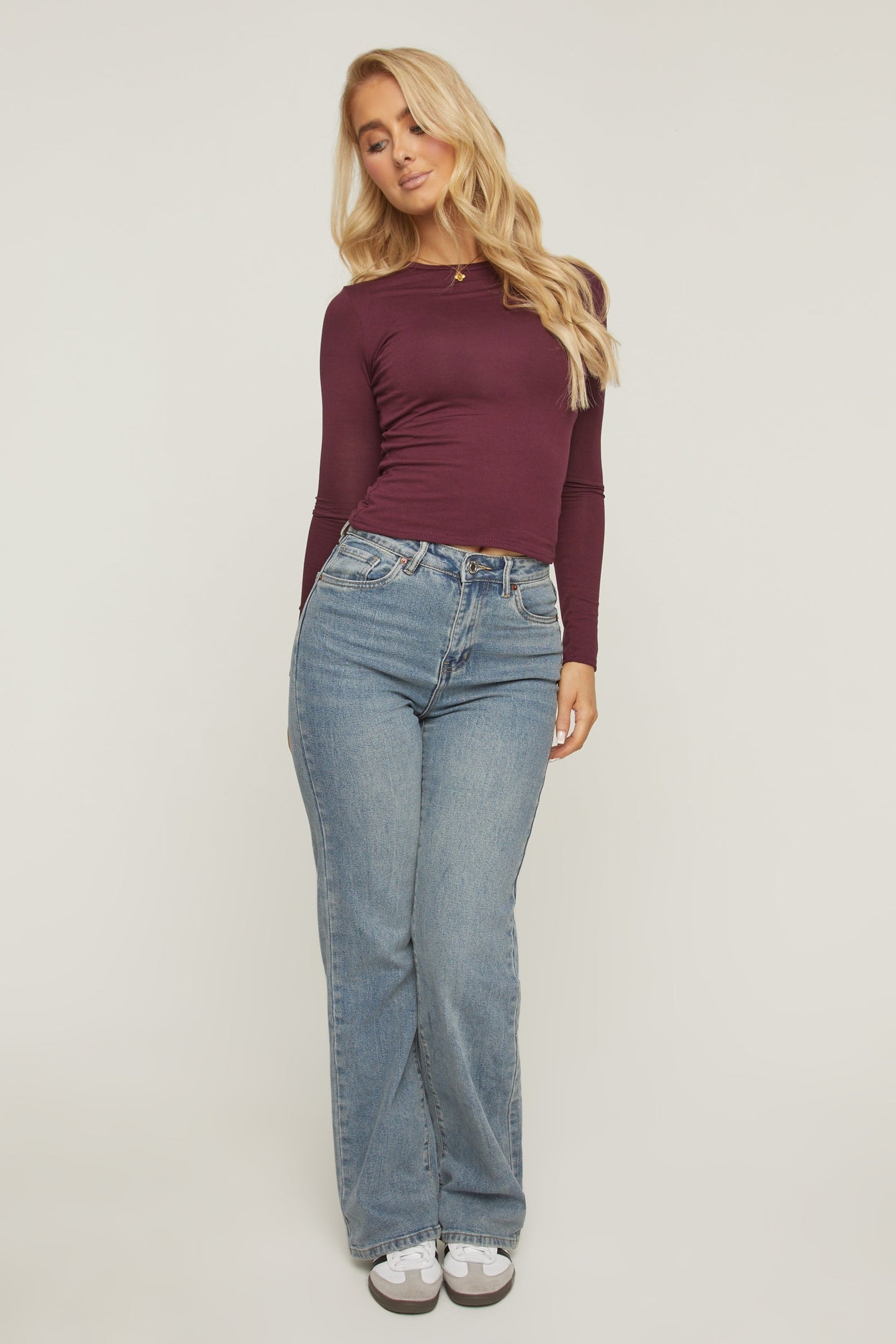 Acid Blue Washed Stretch Straight Leg Jeans - Scarlett
