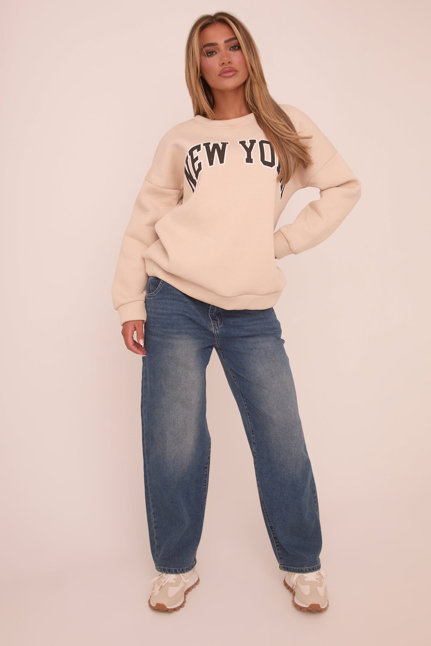 Beige New York Print Sweatshirt - Eternity