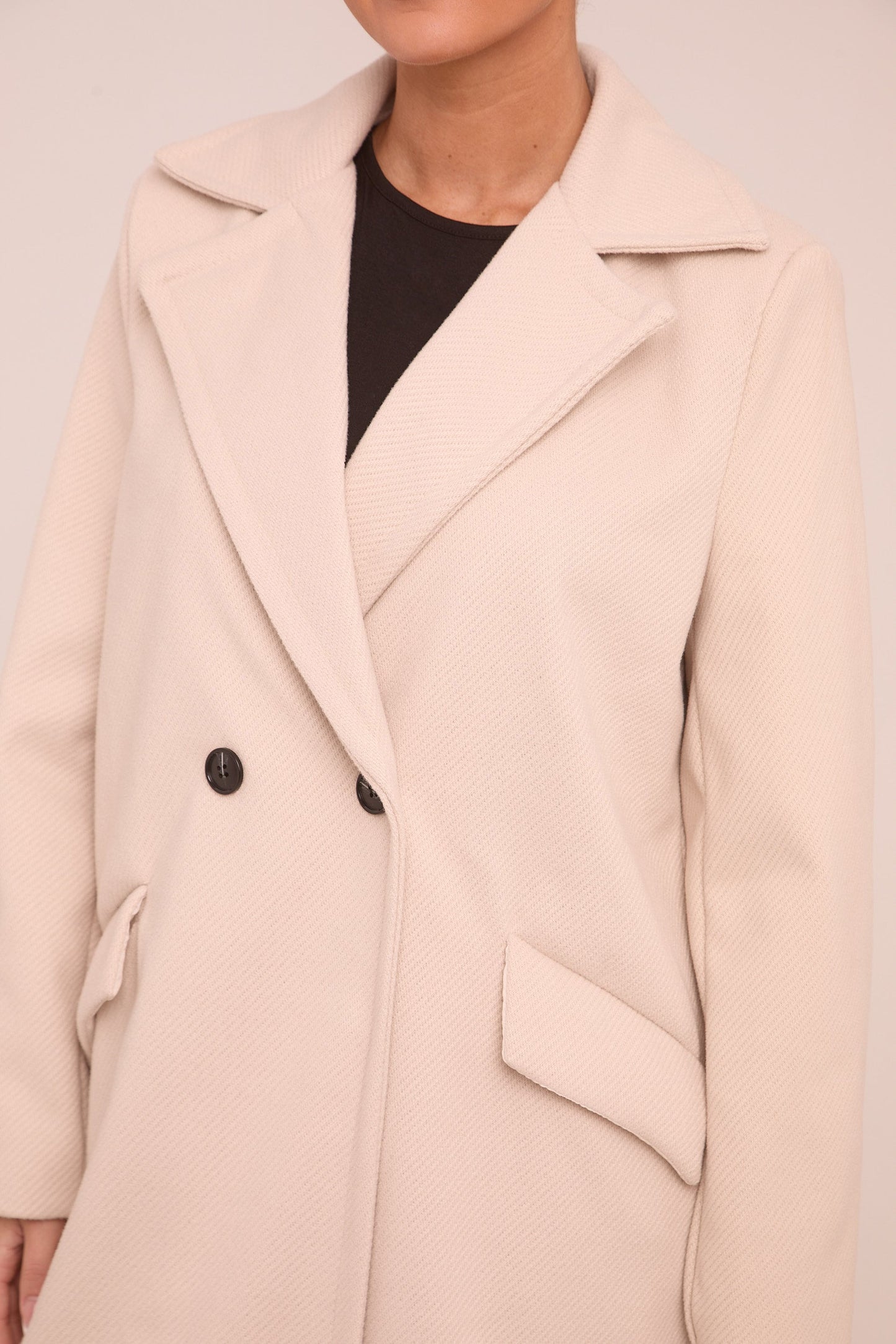 Beige Oversized Double Breasted Longline Coat - Blakely