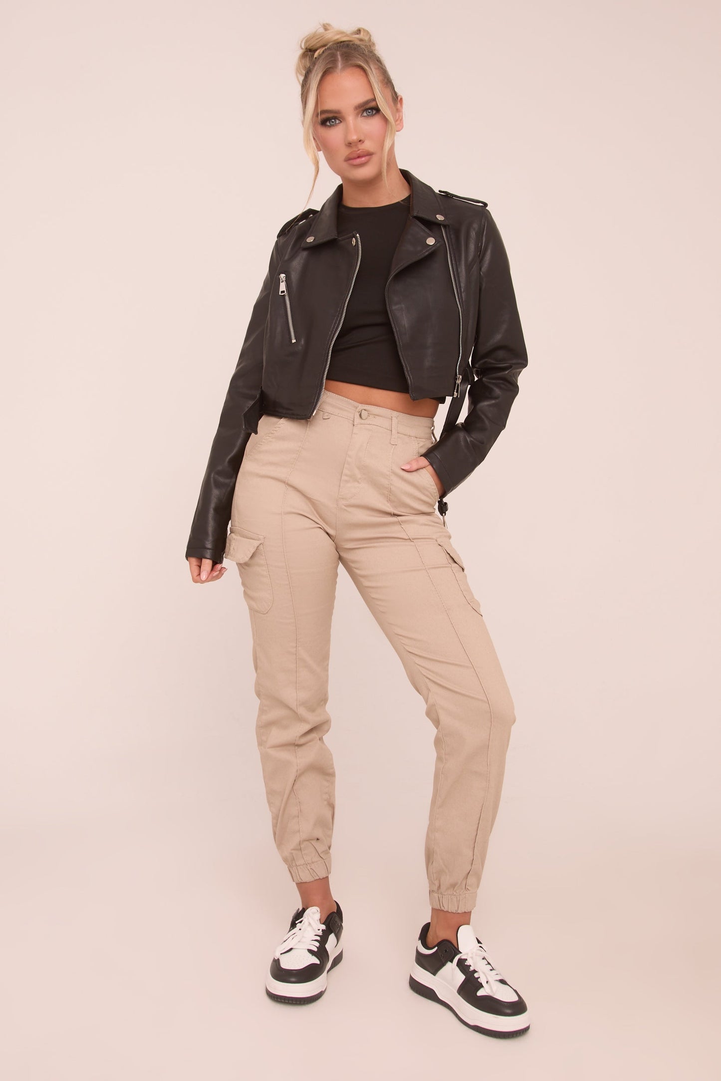 Beige Cuffed Cargo Trousers - Genesis