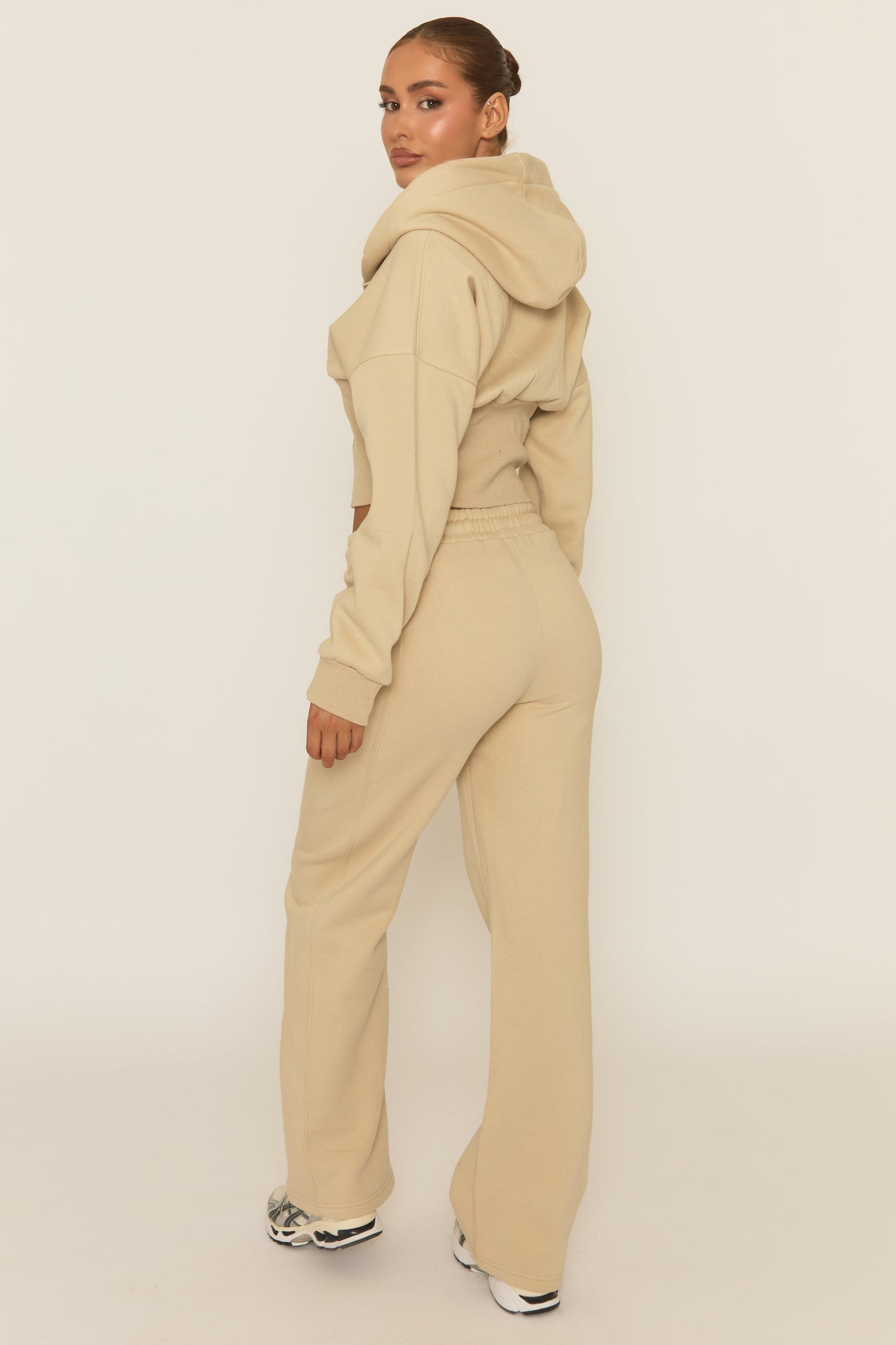 Beige Corset Fit Hoodie and Jogger Loungewear Set - Arria