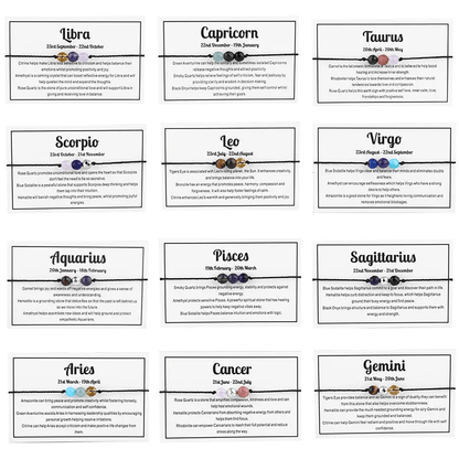 Adjustable 'Cancer' Gemstone Zodiac Wish Bracelet / Friendship Bracelet