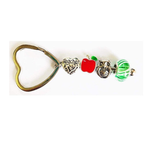 'Apple for the Teacher' Silver Plated Keyring/Handbag Charm
