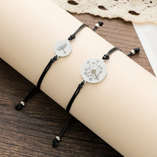 Adjustable Mother and Daughter Dandelion Wish Bracelets with Presentation Card