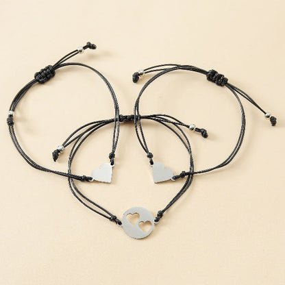 Adjustable Three Generations Heart Wish Bracelets with Presentation Card