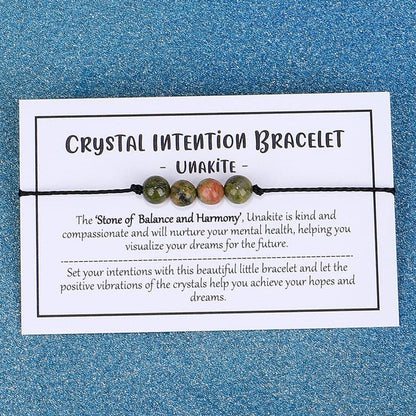 Adjustable 'Unakite - Stone of Balance and Harmony' Crystal Intention Wish / Friendship Bracelet
