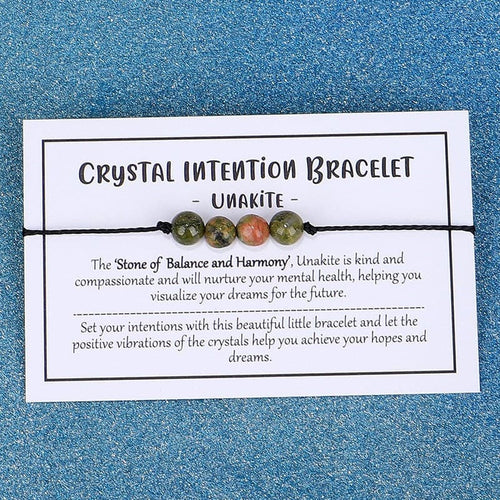 Adjustable 'Unakite - Stone of Balance and Harmony' Crystal Intention Wish / Friendship Bracelet