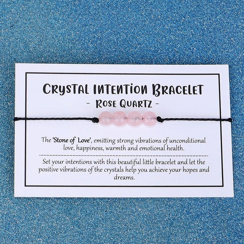 Adjustable 'Rose Quartz - Stone of Love' Crystal Intention Wish / Friendship Bracelet