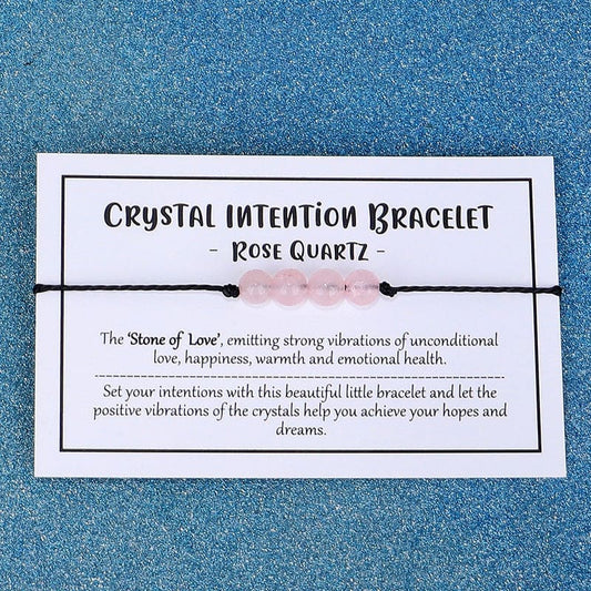 Adjustable 'Rose Quartz - Stone of Love' Crystal Intention Wish / Friendship Bracelet