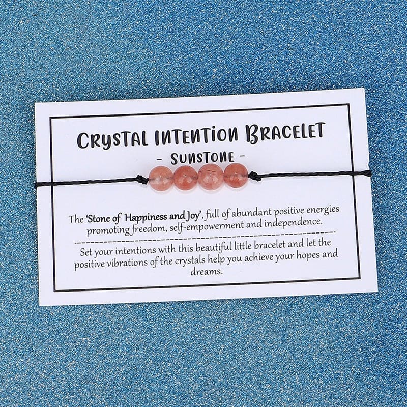 Adjustable 'Sunstone - Stone of Happiness and Joy' Crystal Intention Wish / Friendship Bracelet