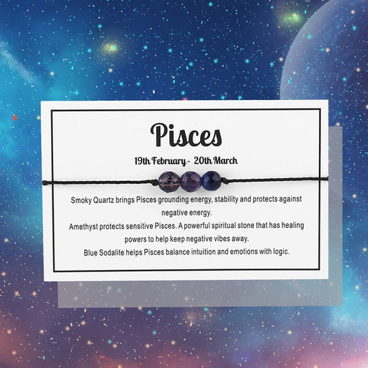 Adjustable 'Pisces' Gemstone Zodiac Wish Bracelet / Friendship Bracelet