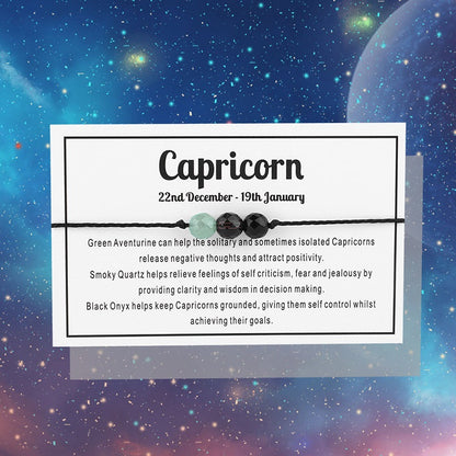 Adjustable 'Capricorn' Gemstone Zodiac Wish Bracelet / Friendship Bracelet