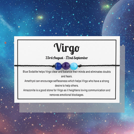 Adjustable 'Virgo' Gemstone Zodiac Wish Bracelet / Friendship Bracelet