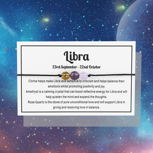 Adjustable 'Libra' Gemstone Zodiac Wish Bracelet / Friendship Bracelet