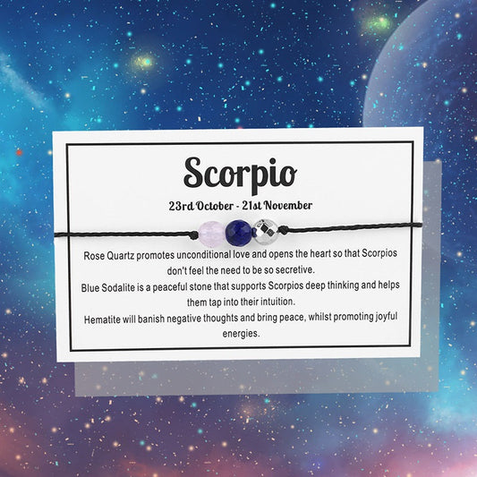 Adjustable 'Scorpio' Gemstone Zodiac Wish Bracelet / Friendship Bracelet