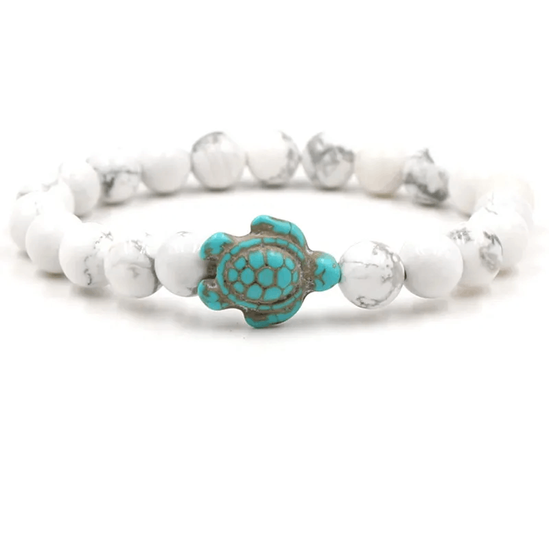 Adult's/Teenager's White Barked Pine Stone Turtle Stretch Bracelet
