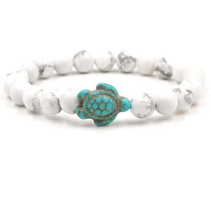 Adult's/Teenager's White Barked Pine Stone Turtle Stretch Bracelet