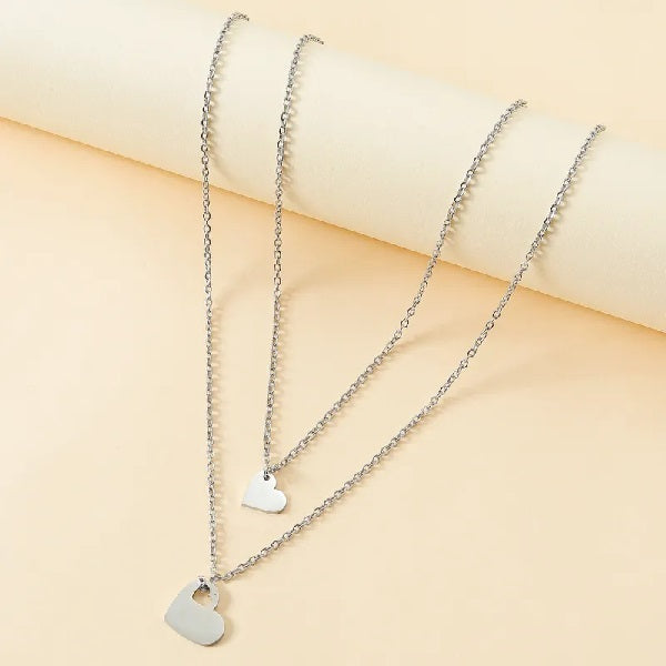 Adjustable Mother and Daughter Heart Pendant Necklace Set with Presentation Card