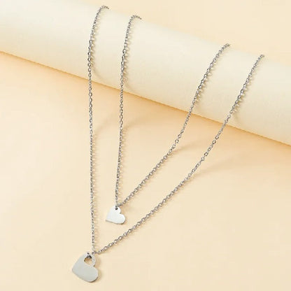 Adjustable Mother and Daughter Heart Pendant Necklace Set with Presentation Card