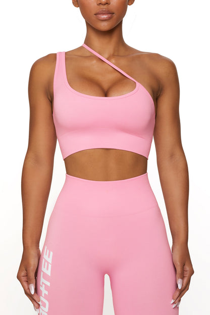 Asymmetric Seamless Crop Top in Pink