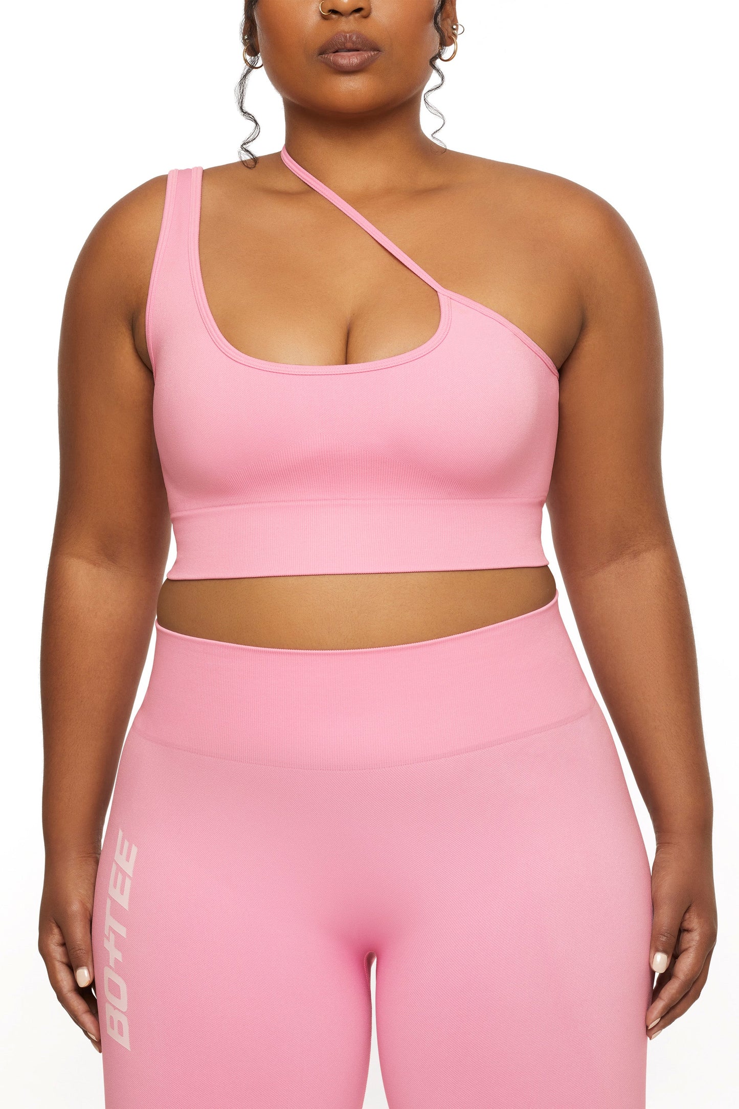 Asymmetric Seamless Crop Top in Pink