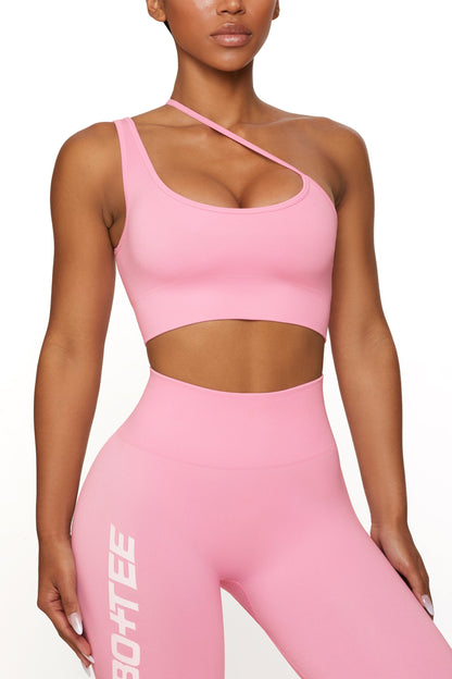 Asymmetric Seamless Crop Top in Pink