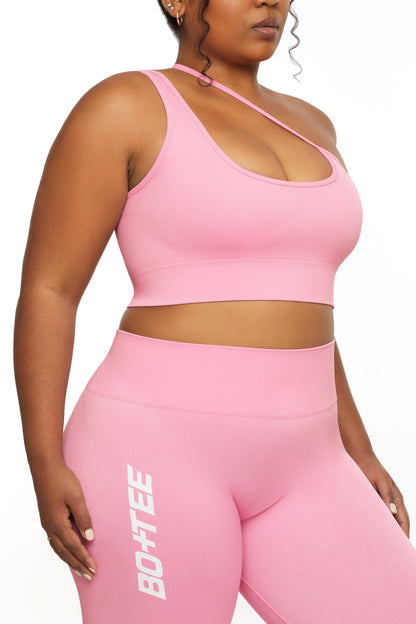 Asymmetric Seamless Crop Top in Pink