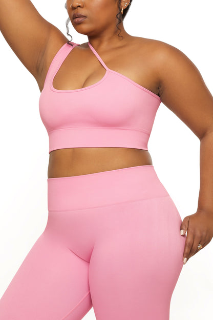Asymmetric Seamless Crop Top in Pink