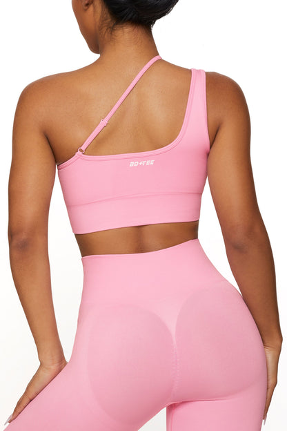 Asymmetric Seamless Crop Top in Pink