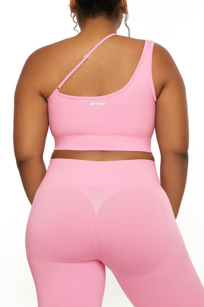 Asymmetric Seamless Crop Top in Pink