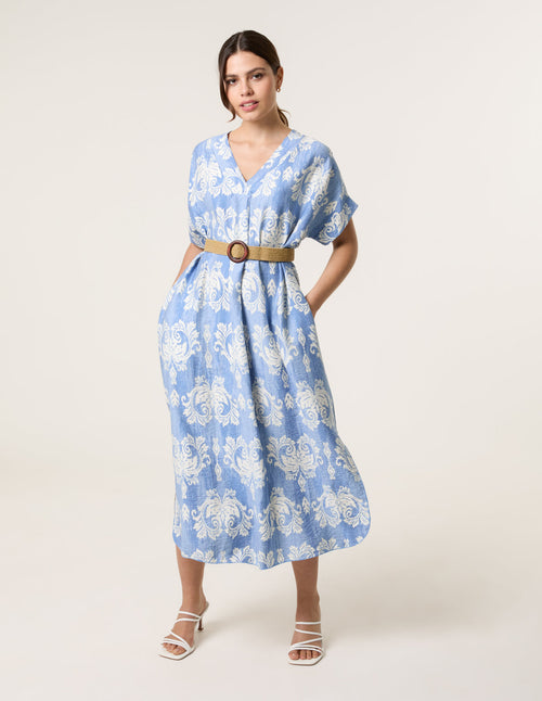 Abstract Floral Print Dress