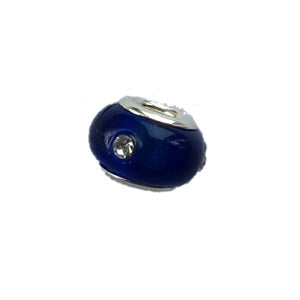 'Electric Blue Diamante' Bead With Silver Plated Core
