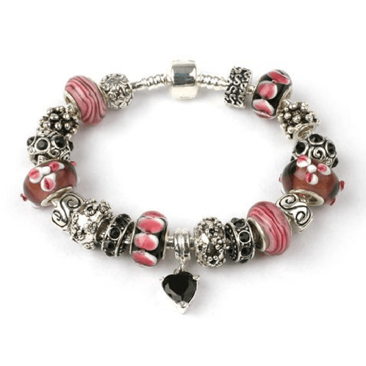 Adult's 'Flamenco' Silver Plated Charm Bead Bracelet