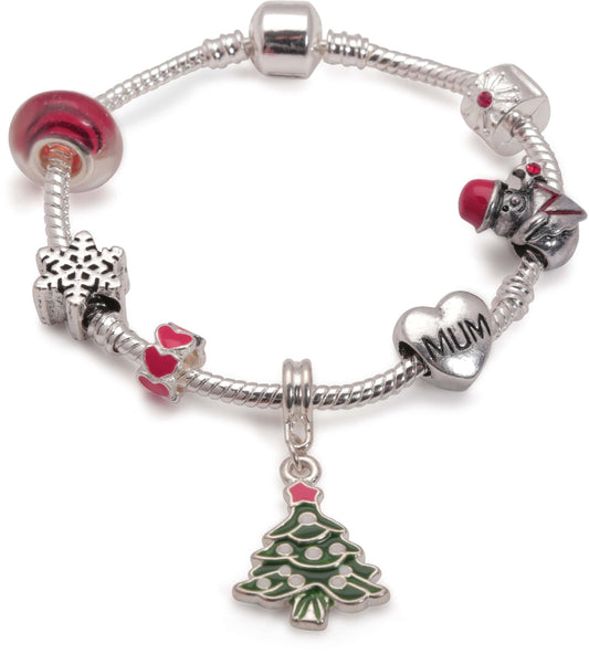 Adult's 'Mum Christmas Dream' Silver Plated Charm Bracelet