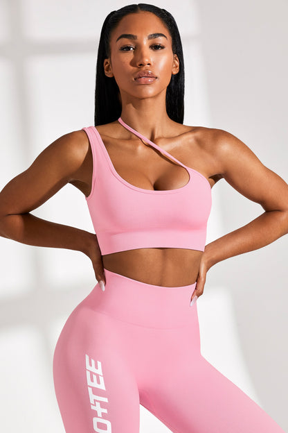 Asymmetric Seamless Crop Top in Pink