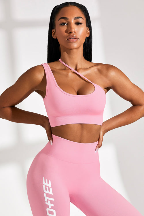 Asymmetric Seamless Crop Top in Pink
