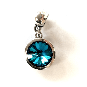 Adult's March Birthstone Aqua Coloured Crystal Drop Charm