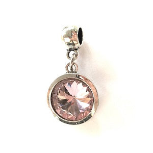 Adult October Birthstone Rose Coloured Crystal Drop Charm