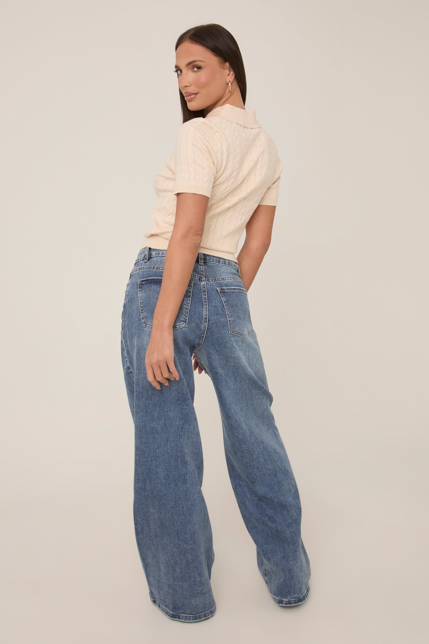 Beige Gold Button Detail Knitted Top - Valencia