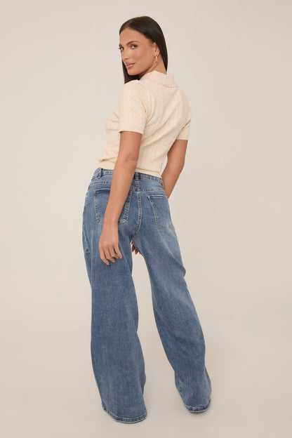 Beige Gold Button Detail Knitted Top - Valencia