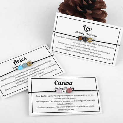 Adjustable 'Cancer' Gemstone Zodiac Wish Bracelet / Friendship Bracelet