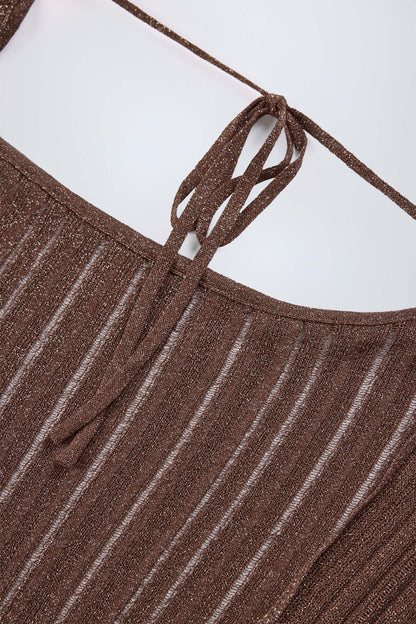 Backless Batwing Mini Dress in Bronze