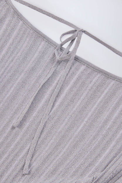 Backless Batwing Mini Dress in Silver