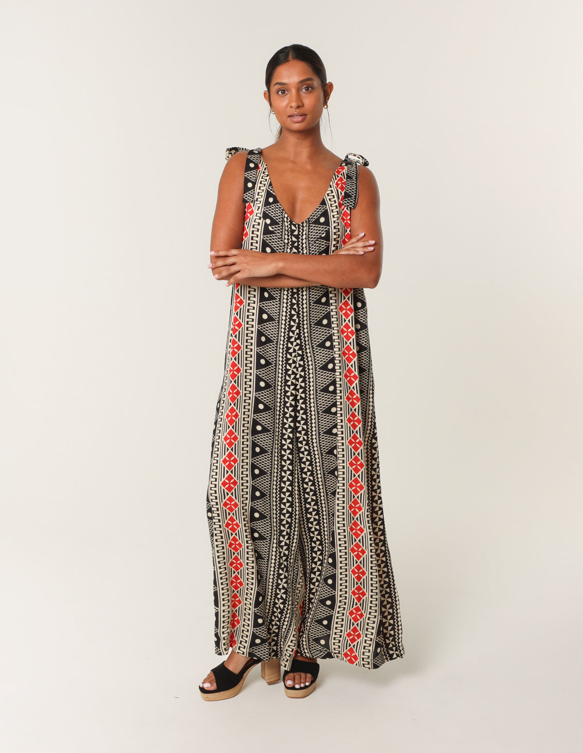 Aztec Tie Shoulder Jumpsuit