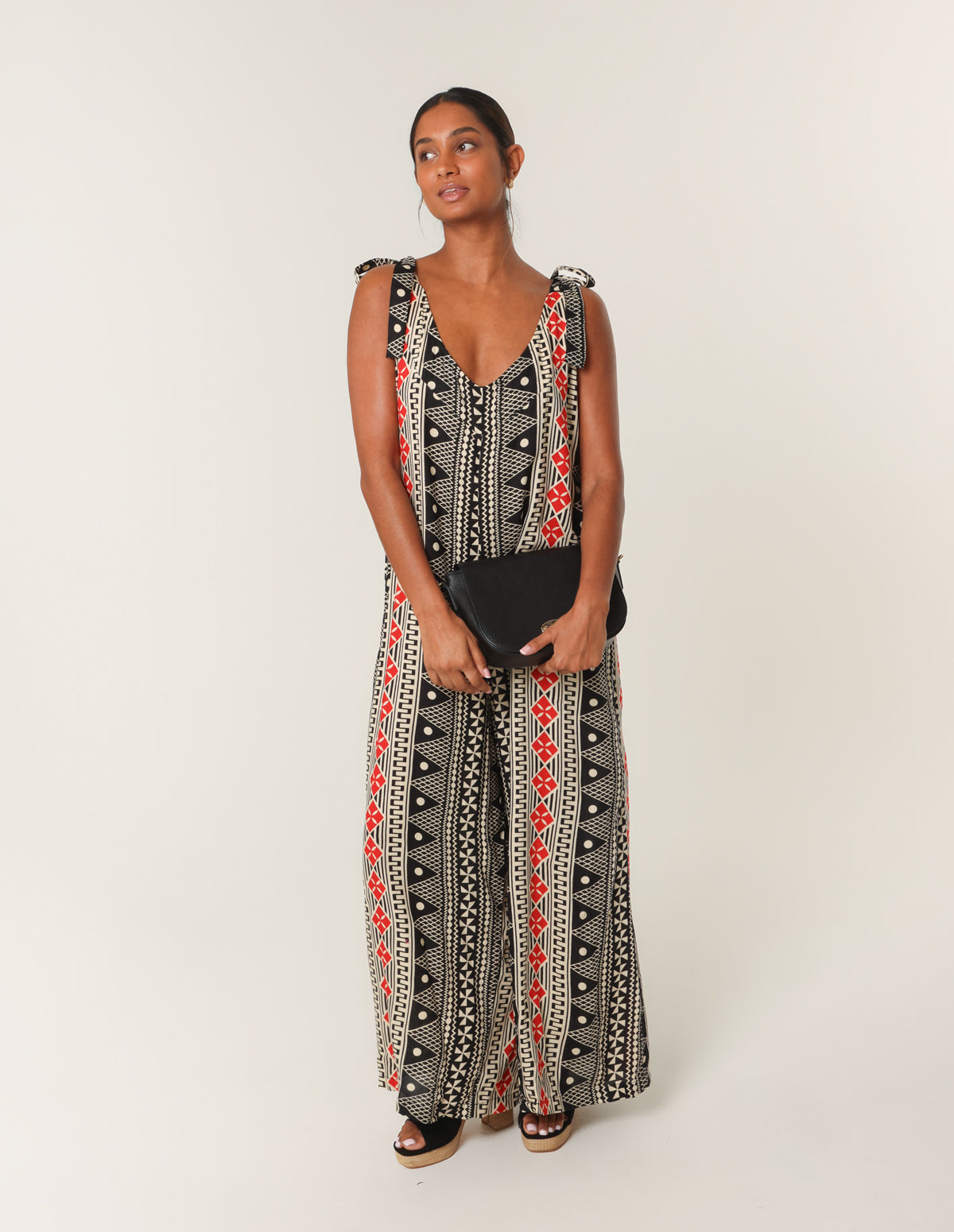 Aztec Tie Shoulder Jumpsuit