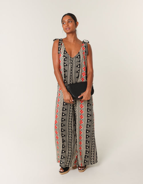 Aztec Tie Shoulder Jumpsuit