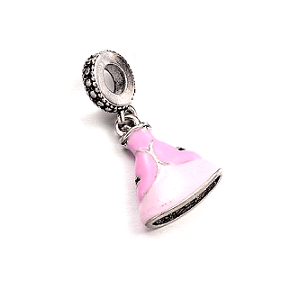 Alloy Pink Enamel Fairytale Princess Dress Drop Charm