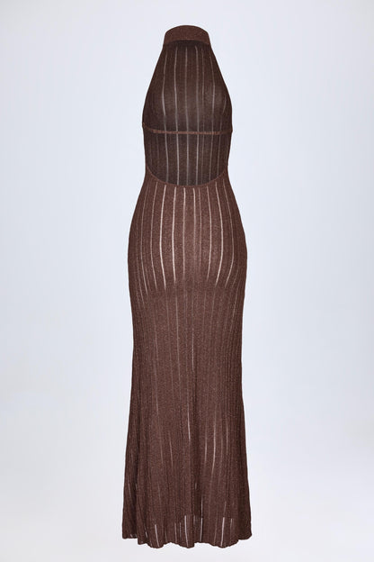 Backless Halterneck Maxi Dress in Bronze